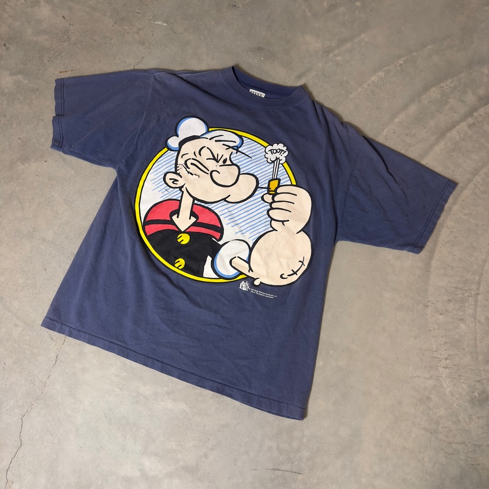 Vintage Popeye I Yam What I Yam T-Shirt Mens XL‎ Blue 1994 Vintage Graphic Rare